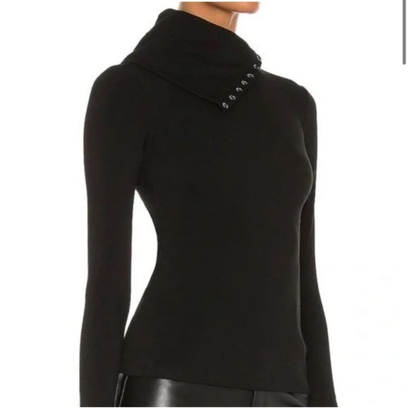 REVOLVE NBD Harbor Turtleneck Black Fleece Snap Button Placket XS NEW - Picture 3 of 14
